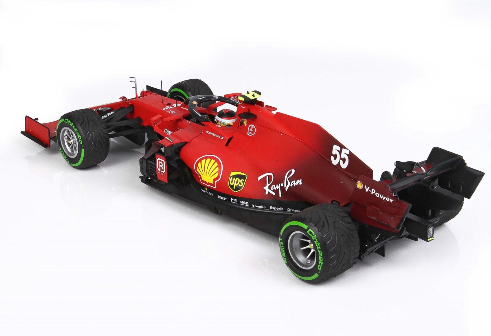 BBR F1 Ferrari SF21 C.Sainz GREEN Intermediate Tyres 1/18 Rear left