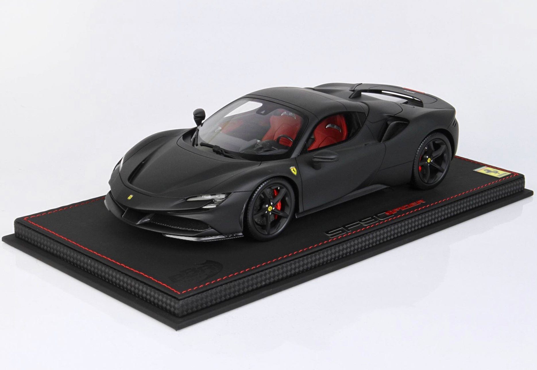 Ferrari SF90 Spider CLOSED ROOF Matt Black with Display Case