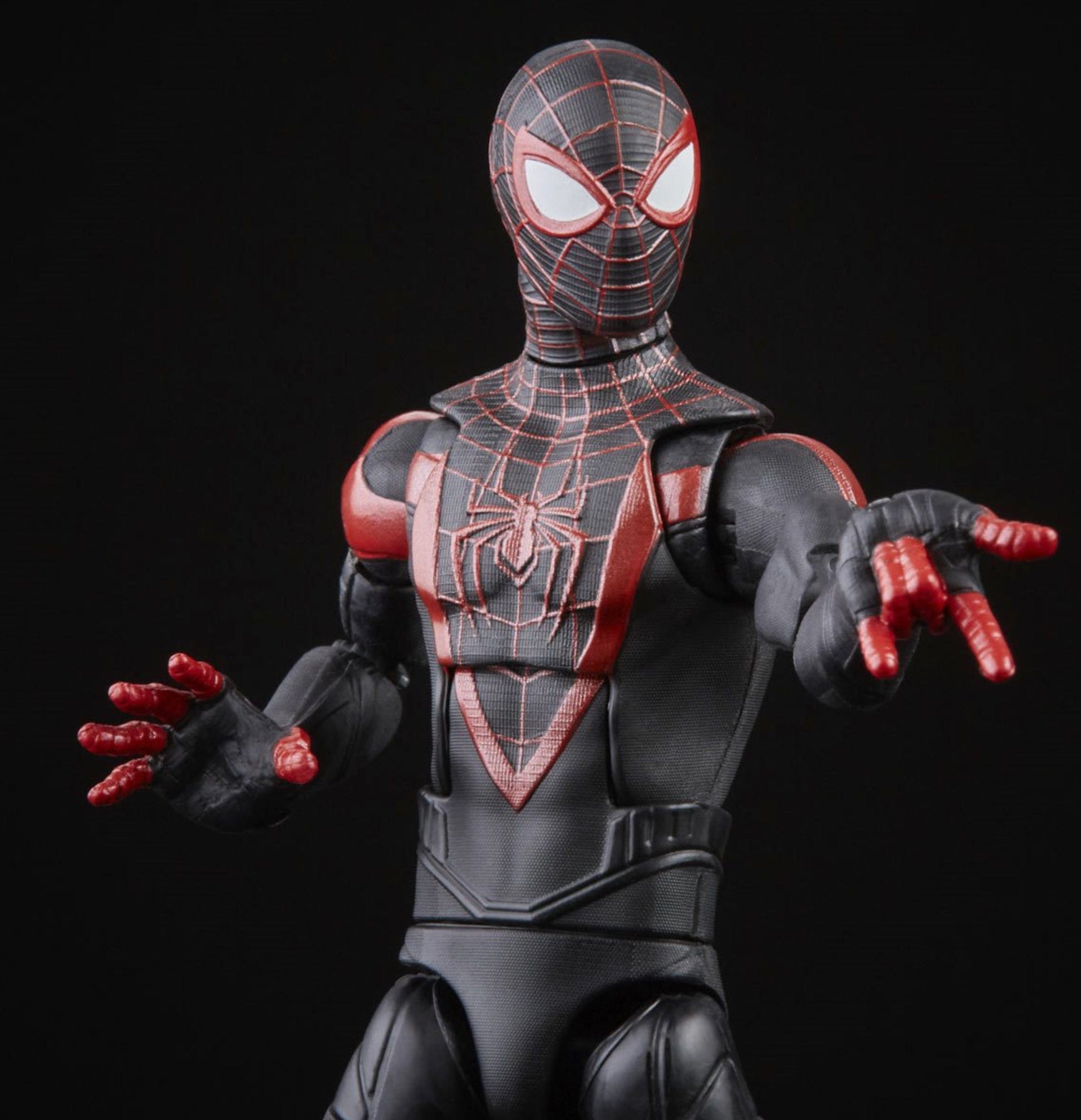 Spider-Man 3 Marvel Legends Miles Morales 6-Inch Action Figure Media pose black background
