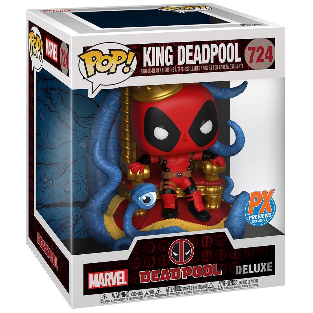 Marvel Heroes King Deadpool on Throne Deluxe Pop! Vinyl Figure - Previews Exclusive Box