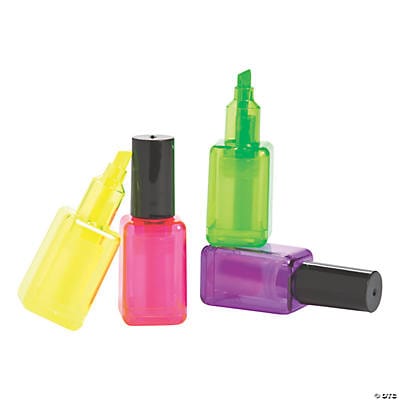 Nail Polish Highlighters - These Bright Highlighters Come With a Nail Varnish Bottle Shape! Perfect for Stationery Loving Party Kids!