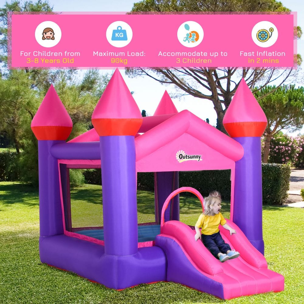 Bouncy Castle With Slide Inflatable Trampoline w/ Blower Multi-color