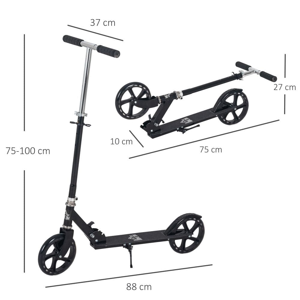 Kids Scooter Ride On Toy Height Adjustable For 7-14 Years, Black HOMCOM