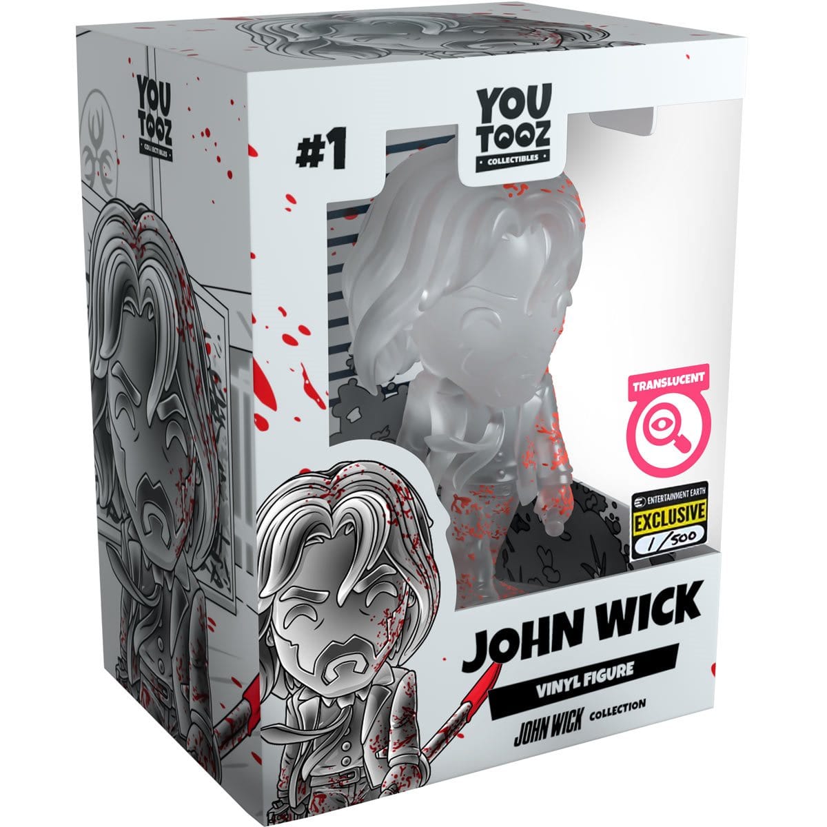 John Wick Collection John Wick Bloody Translucent Baba Yaga Edition Vinyl Figure - Entertainment Earth Exclusive
