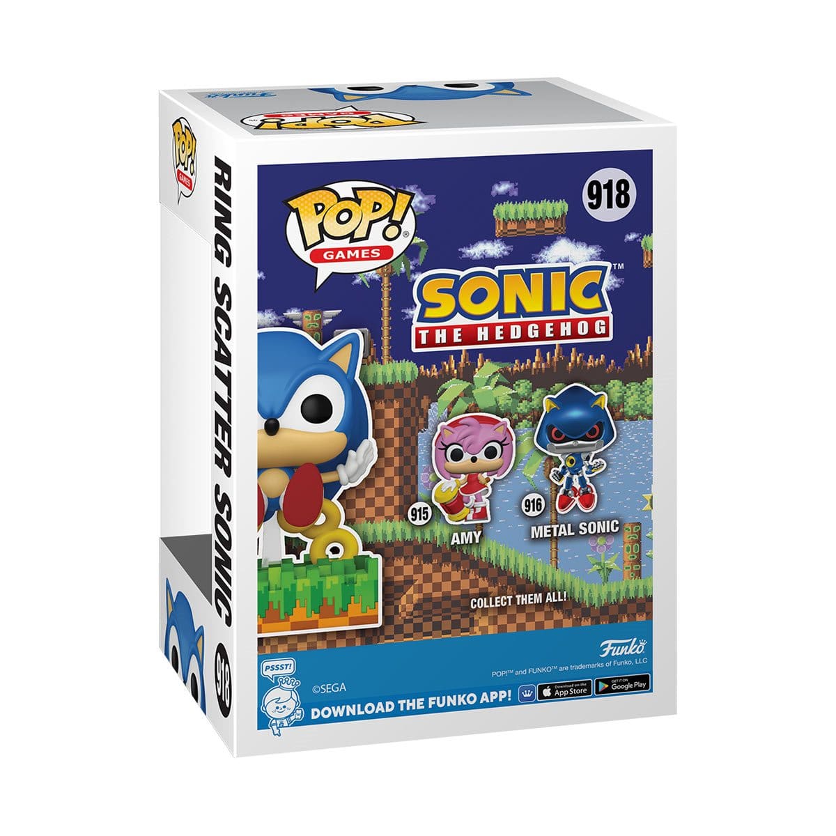 Funko Pop!  Sonic the Hedgehog Ring Scatter Sonic Vinyl Figure 918 - Previews Exclusive