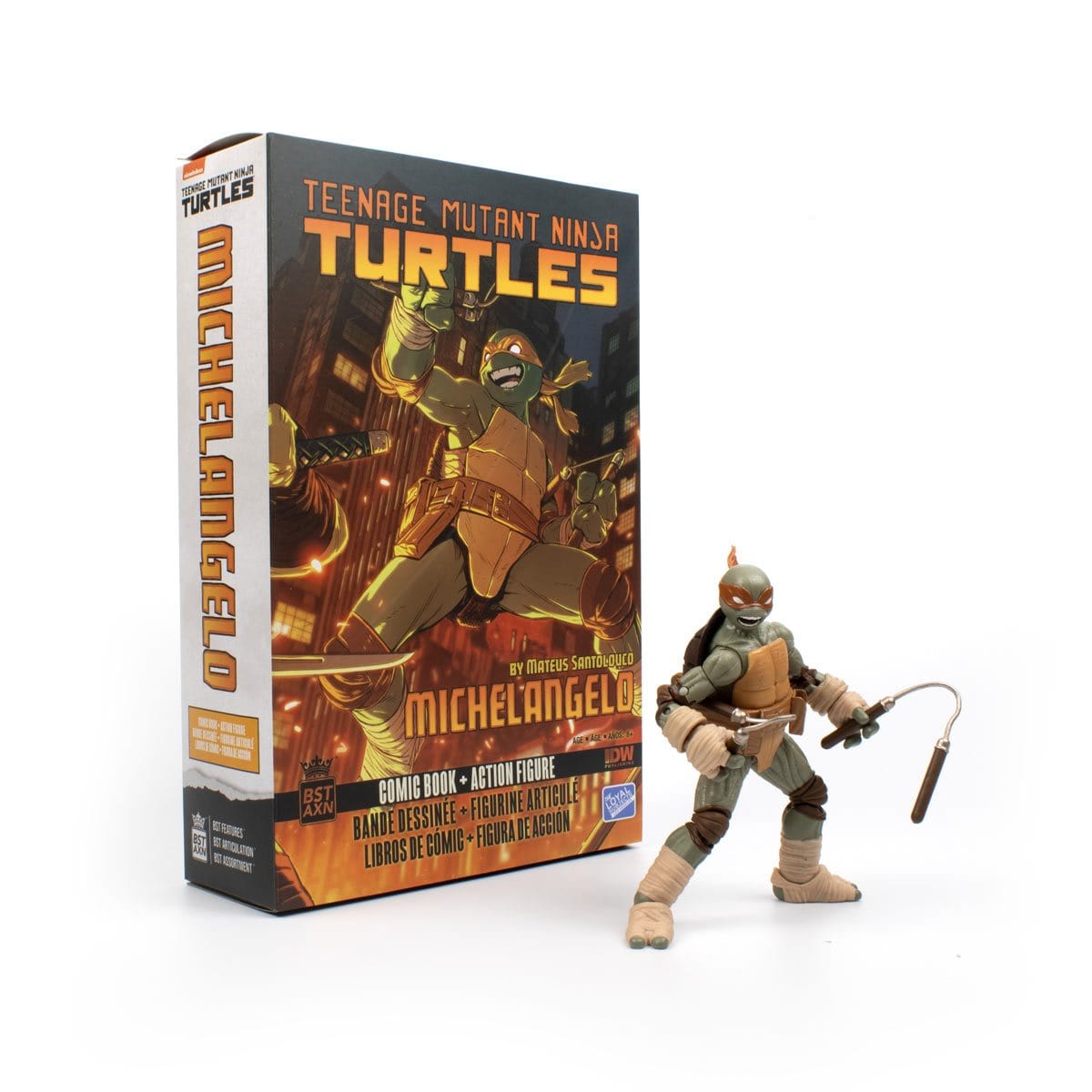 Teenage Mutant Ninja Turtles BST AXN IDW Michelangelo Action Figure and Comic Book Set