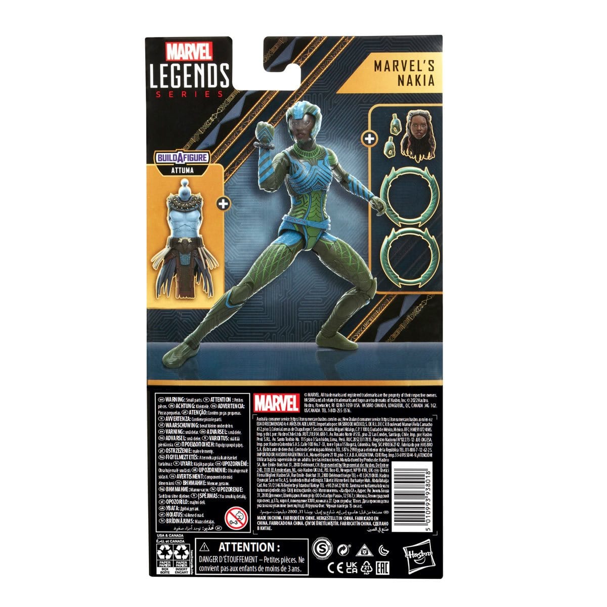 Back of box - Black Panther Wakanda Forever Marvel Legends 6-Inch Nakia Action Figure