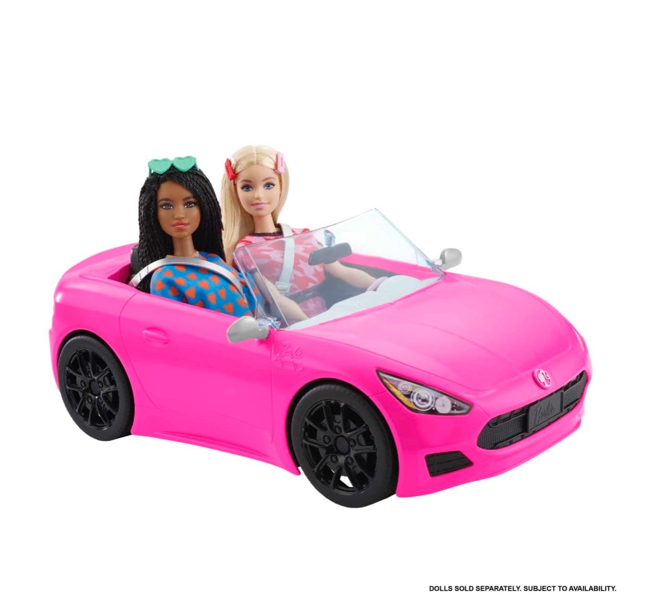 Barbie Pink Convertible 2-Seater Vehicle with Rolling Wheels and Barbie Doll Star Dress
