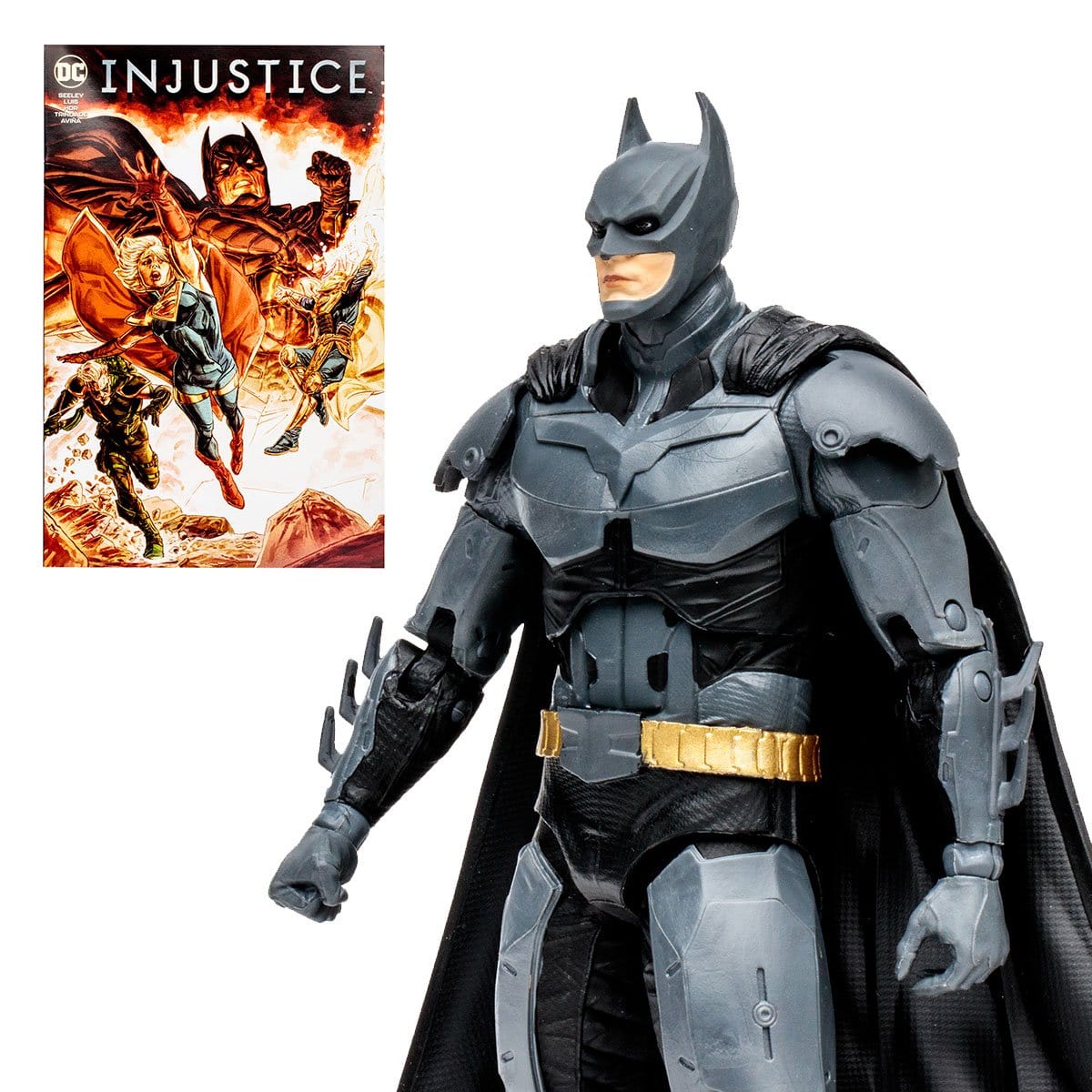 Injustice 2 Batman Page Punchers 7-Inch Scale Action Figure with Injustice Comic Book Side pose