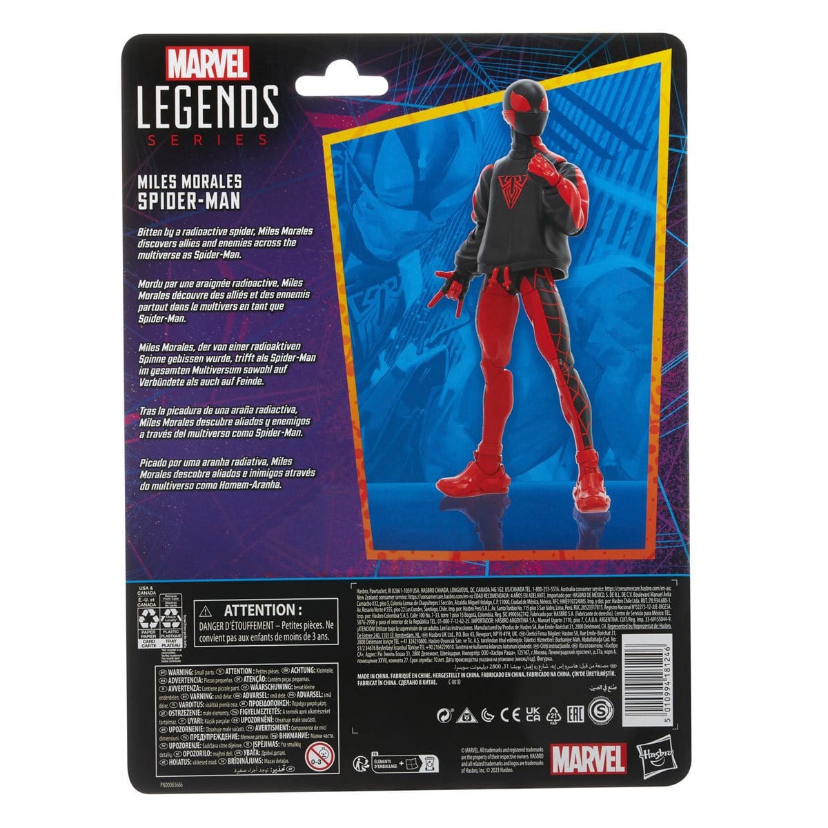 Spider-Man Retro Marvel Legends Miles Morales Spider-Man 6-Inch Action Figure Back