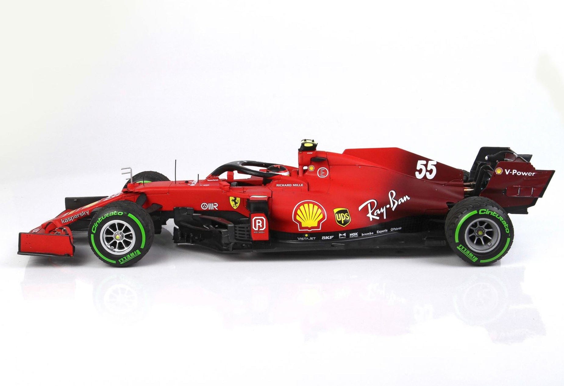 BBR F1 Ferrari SF21 C.Sainz GREEN Intermediate Tyres 1/18 Side