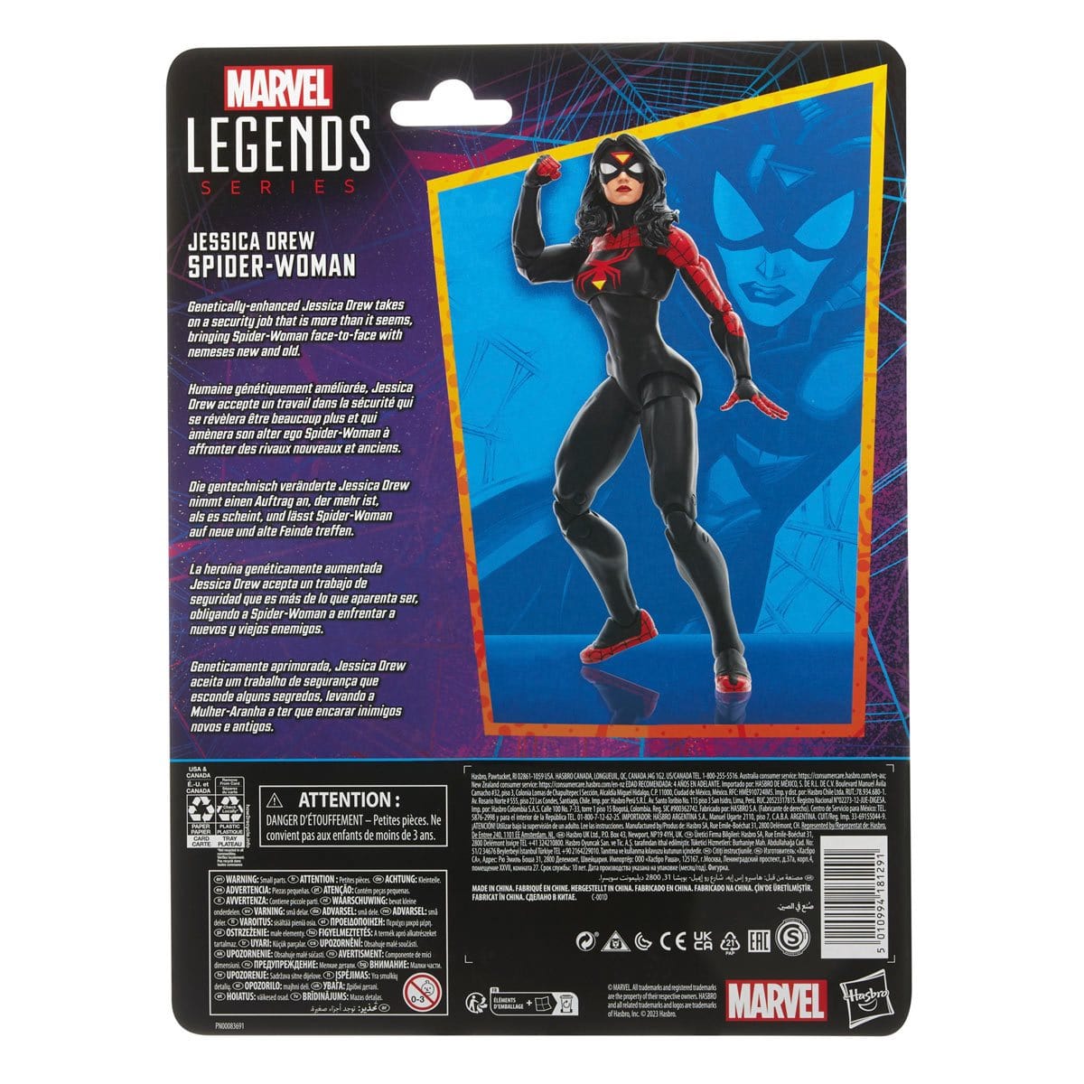 Spider-Man Retro Marvel Legends Jessica Drew Spider-Woman 6-Inch Action Figure Artwork box