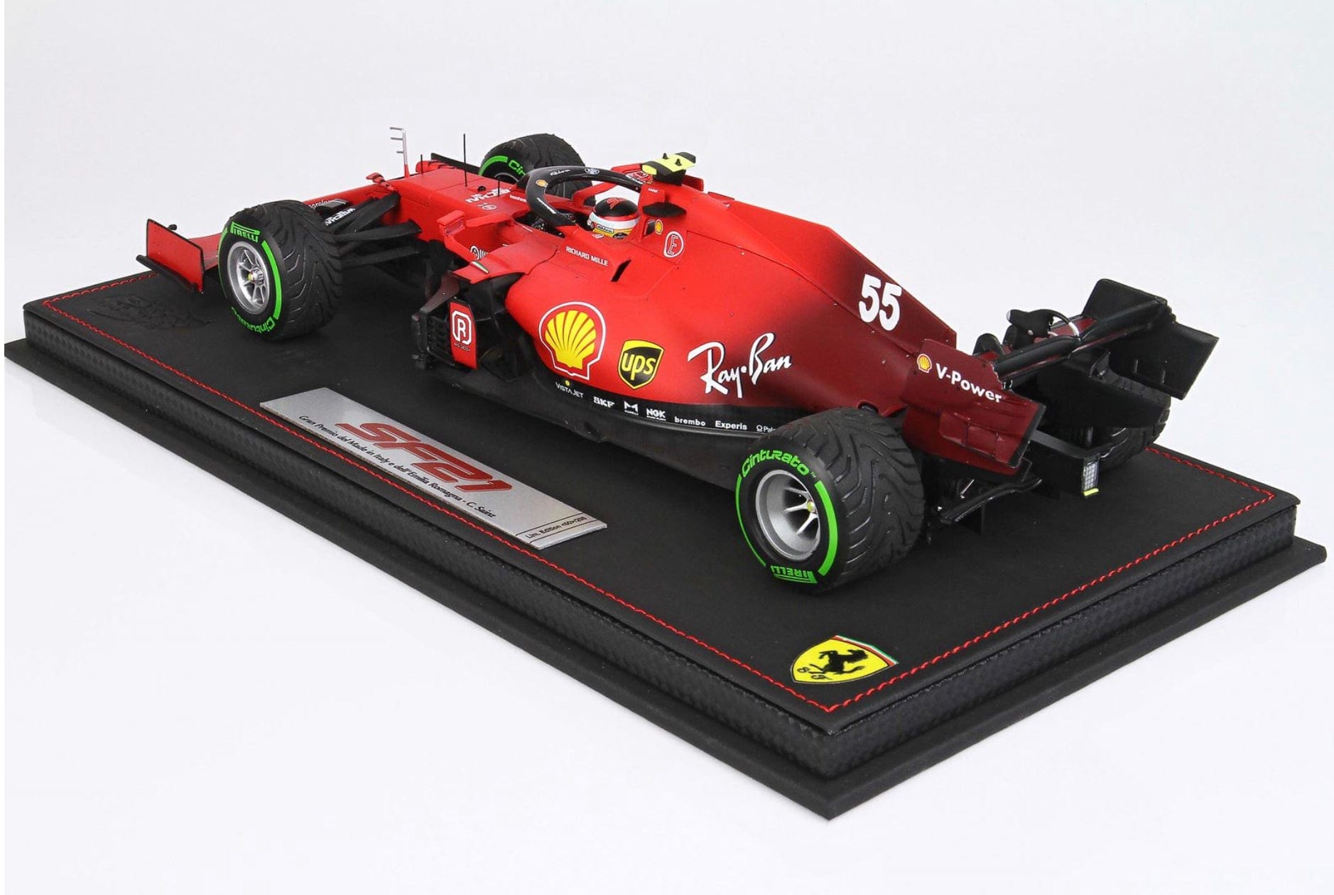 BBR F1 Ferrari SF21 C.Sainz GREEN Intermediate Tyres 1/18 Left rear with base