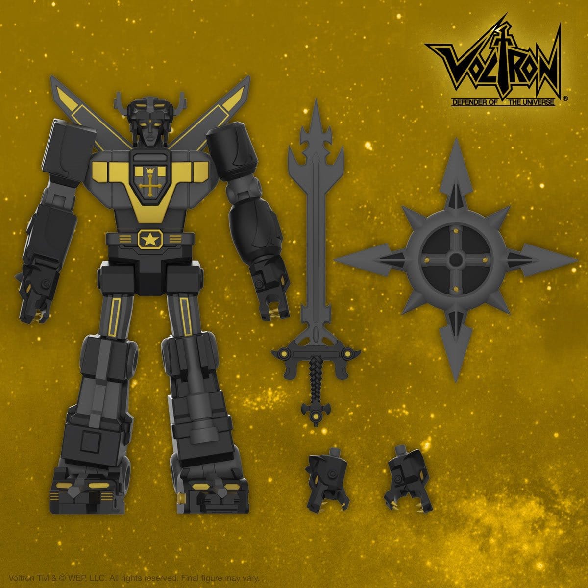 Voltron Ultimates (Galaxy Black) 6-Inch Action Figure Gold background