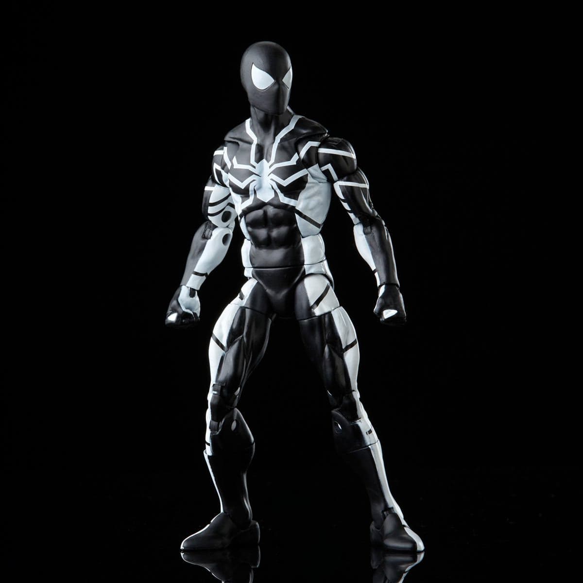 Future Foundation Spider-Man Stealth Suit Hasbro Marvel Legends Series Action Figure Media black background 