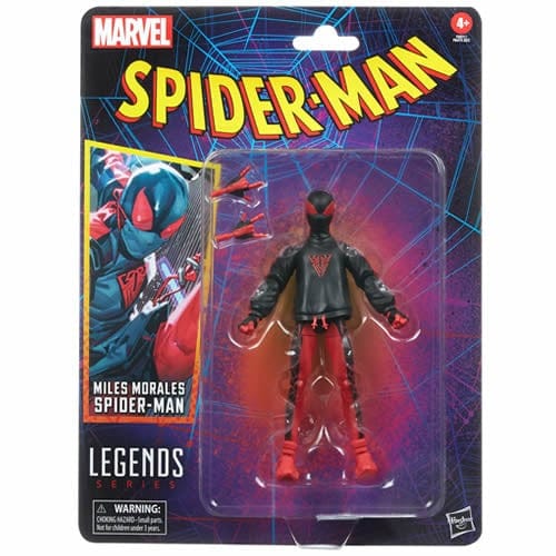 Spider-Man Retro Marvel Legends Miles Morales Spider-Man 6-Inch Action Figure Display Box