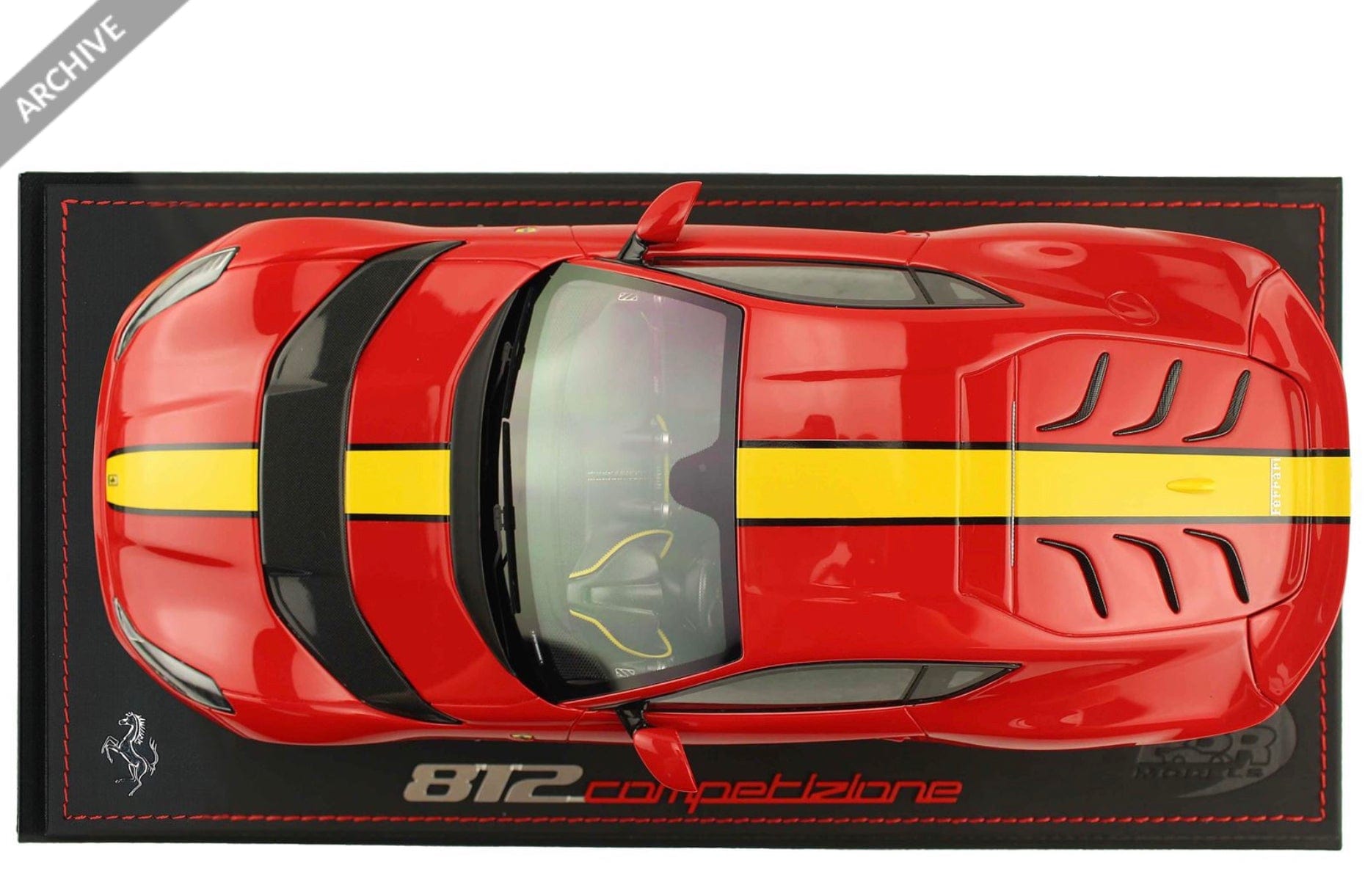 BBRFerrari 812 Competizione 2021 Rosso Corsa 322 With Racing Giallo FLY Stripe