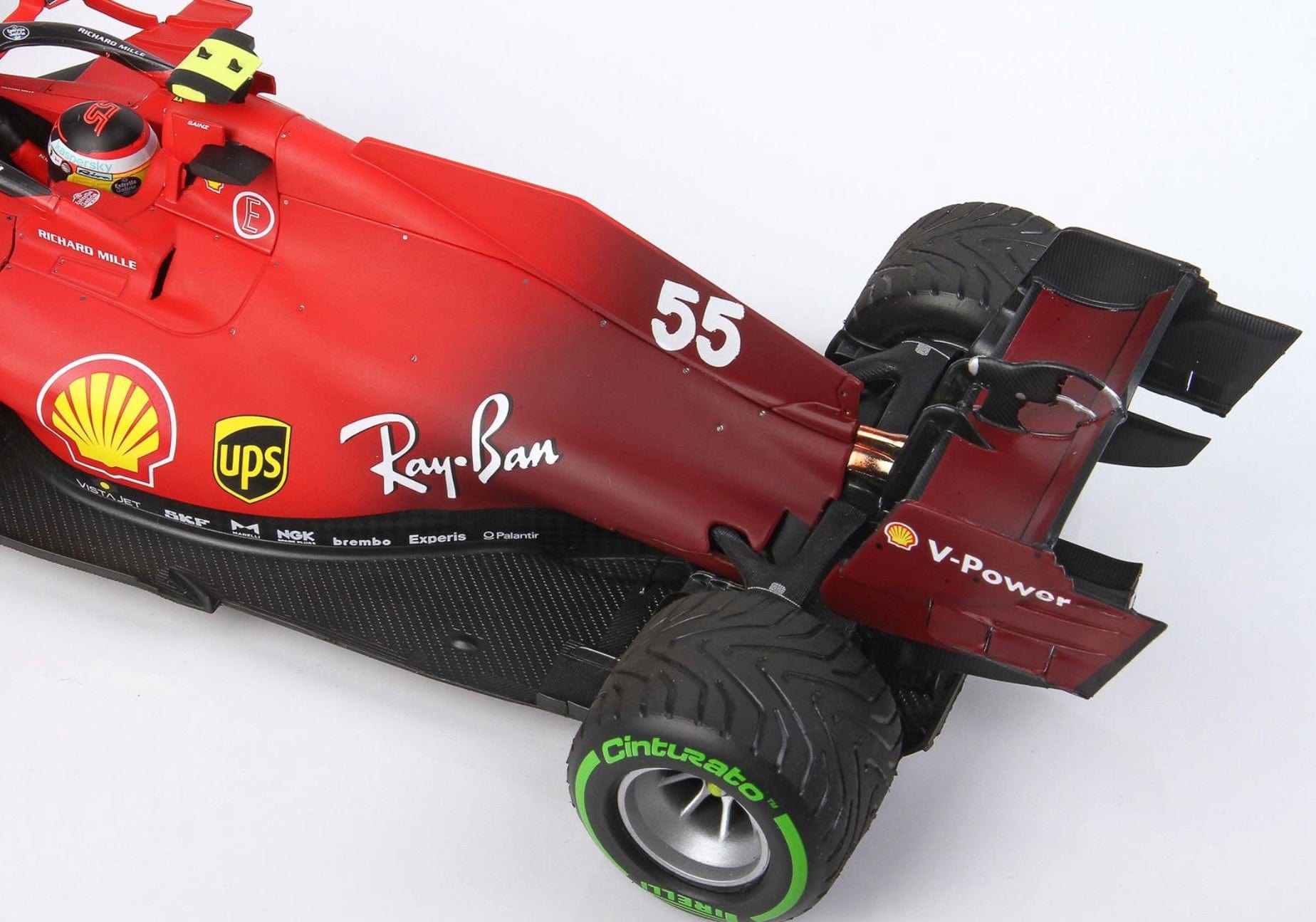BBR F1 Ferrari SF21 C.Sainz GREEN Intermediate Tyres 1/18 Left rear wing side