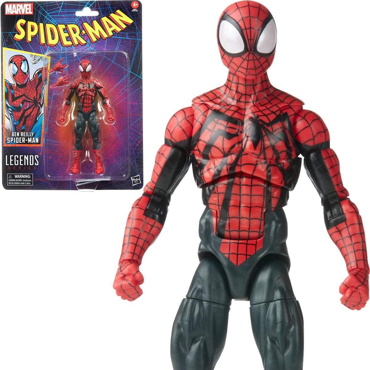 Spider-Man Retro Marvel Legends Ben Reilly Spider-Man 6-Inch Action Figure With Front 