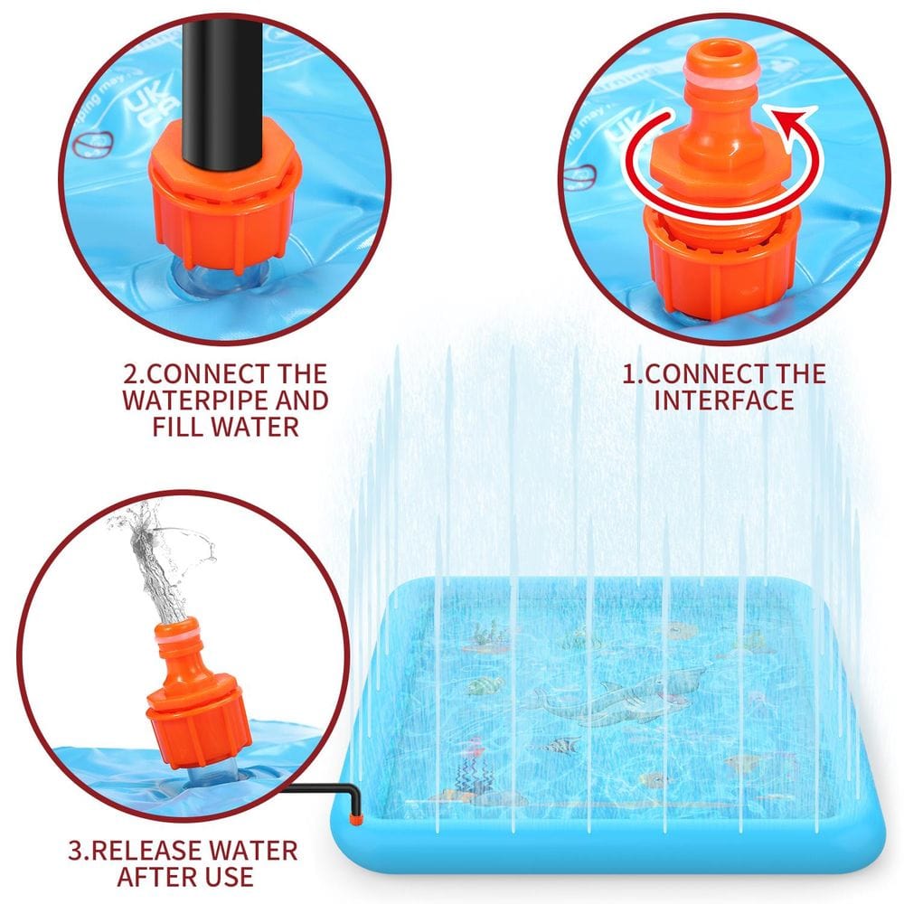 SOKA 168cm Square Inflatable Sprinkler Splash Pad Play Mat Water Summer Toy Kids