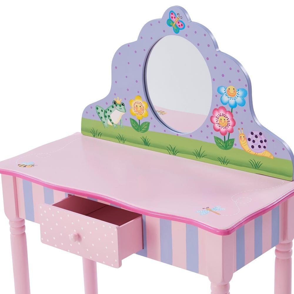 Fantasy Fields Childrens Play Wooden Vanity Table, Stool Set & Mirror TD-13245A
