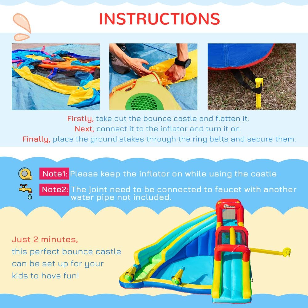 5 in 1 Kids Bouncy Castle with Slide Pool Inflatable House Inflator