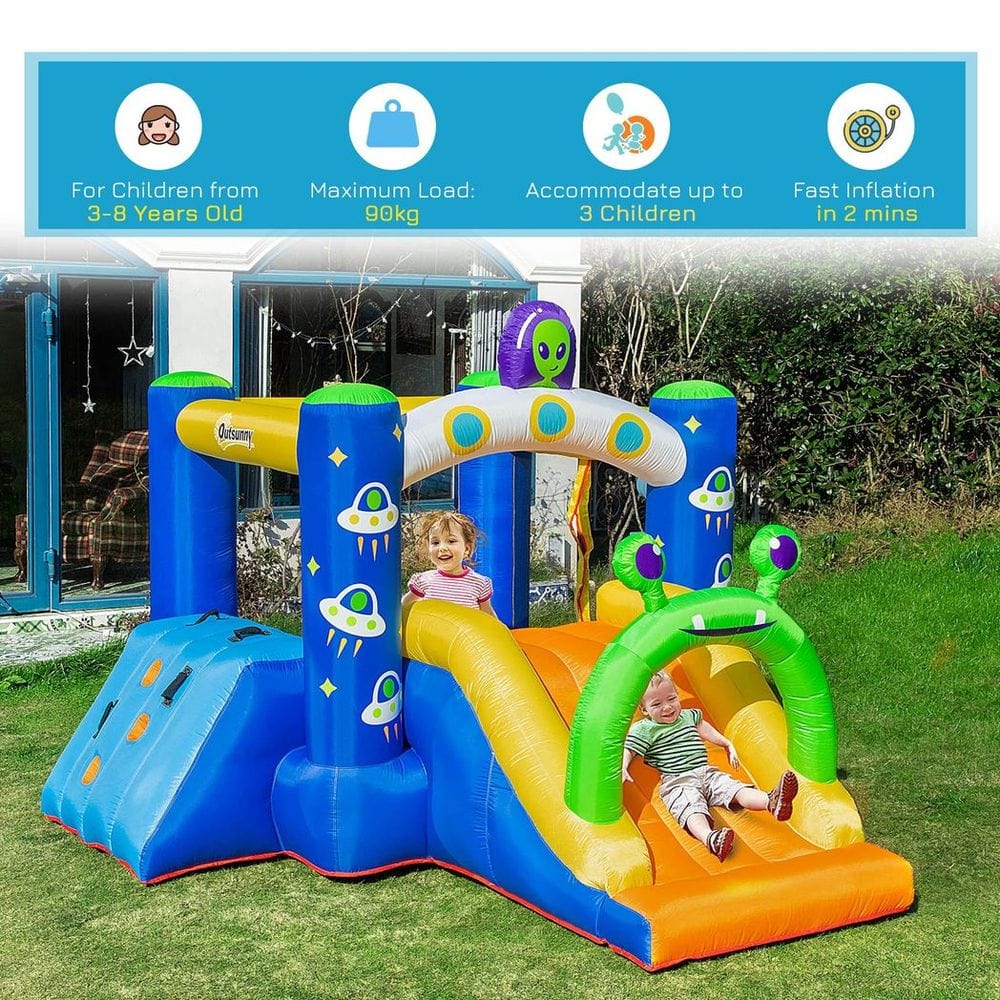 Kids Bouncy Castle with Slide Alien Style with inflator Carrybag