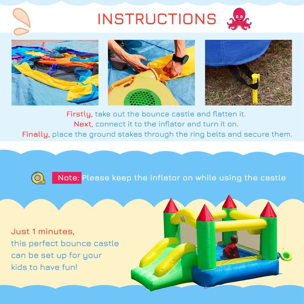 Bouncy Castle with Slide Inflatable Bouncer Kids Jumper Bounce Castle HOMCOM