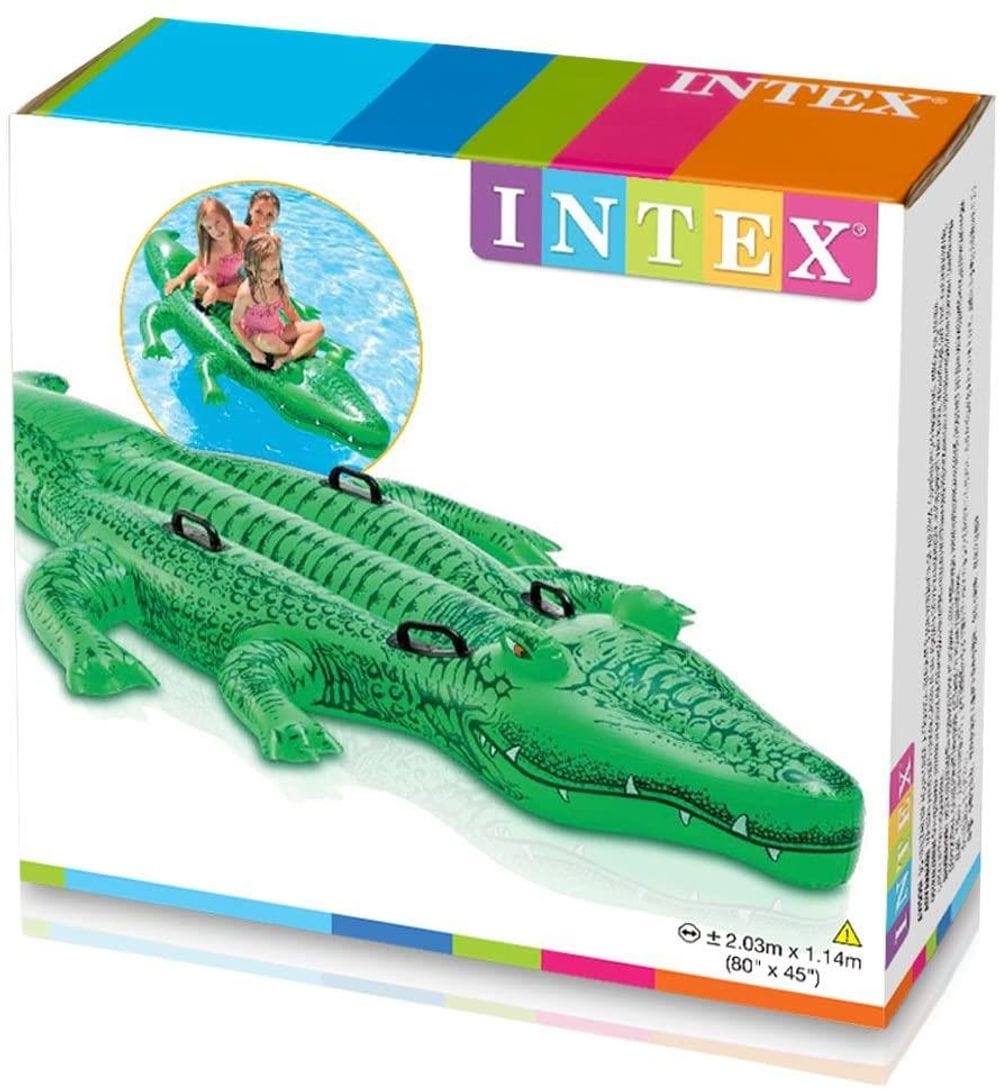 Intex Inflatable Alligator Crocodile Ride On Kids Beach Pool Float Toy 4 Handles
