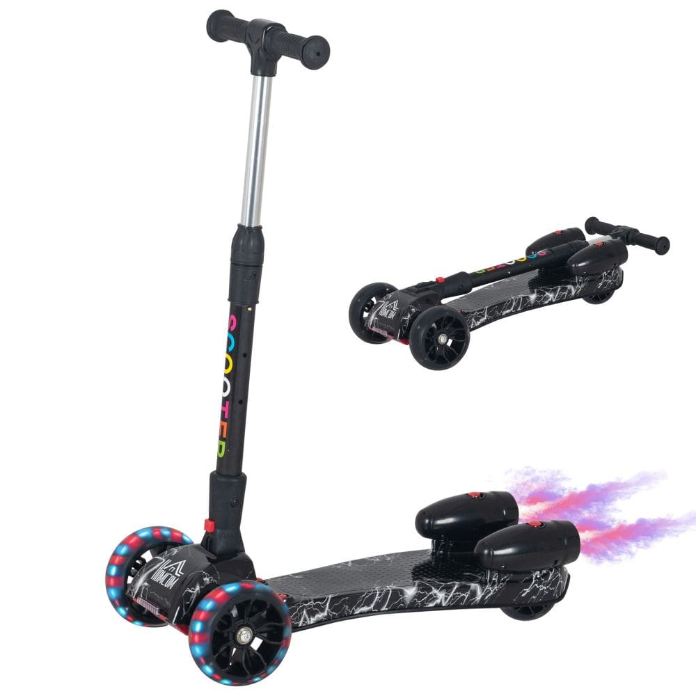 HOMCOM Child 3-Wheel Scooter Light Music Water Spray Rechargeable 3-8 Yrs