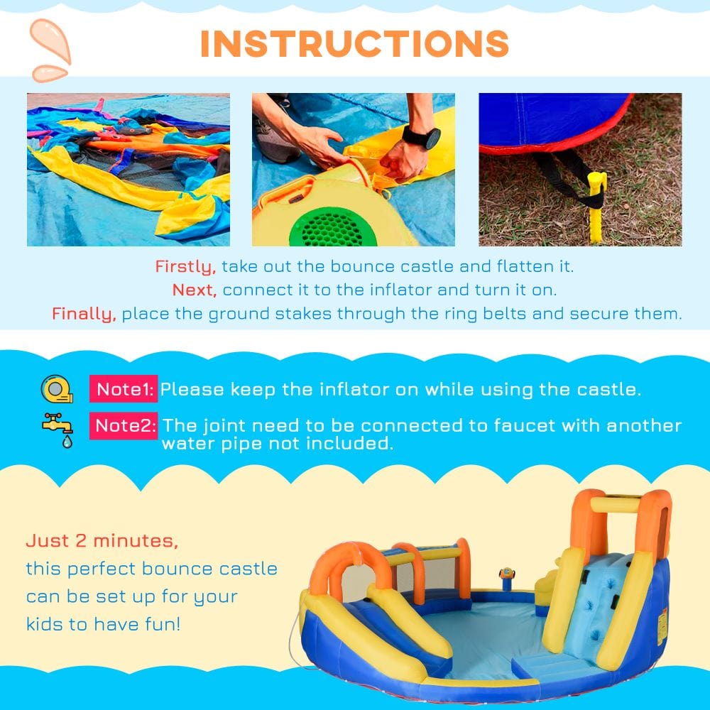 5 in 1 Kids Bouncy Castle Large Inflatable House Slide Water Gun