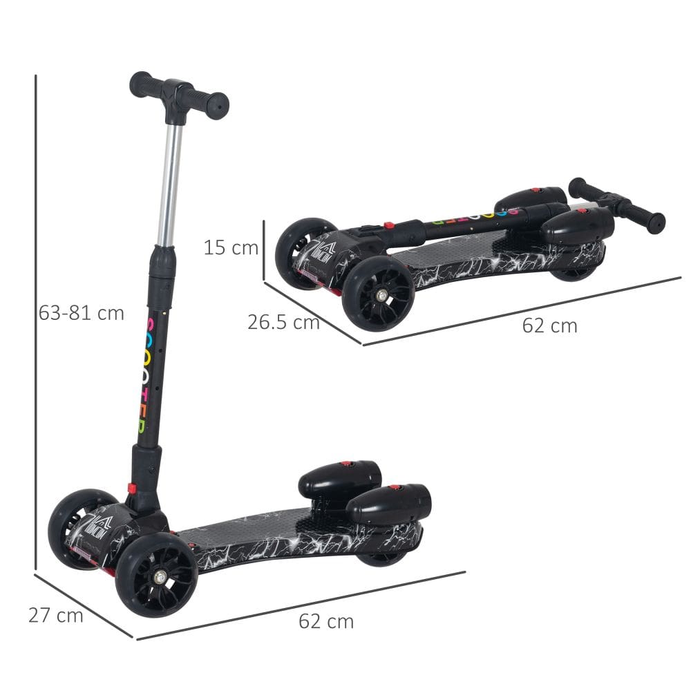 HOMCOM Child 3-Wheel Scooter Light Music Water Spray Rechargeable 3-8 Yrs