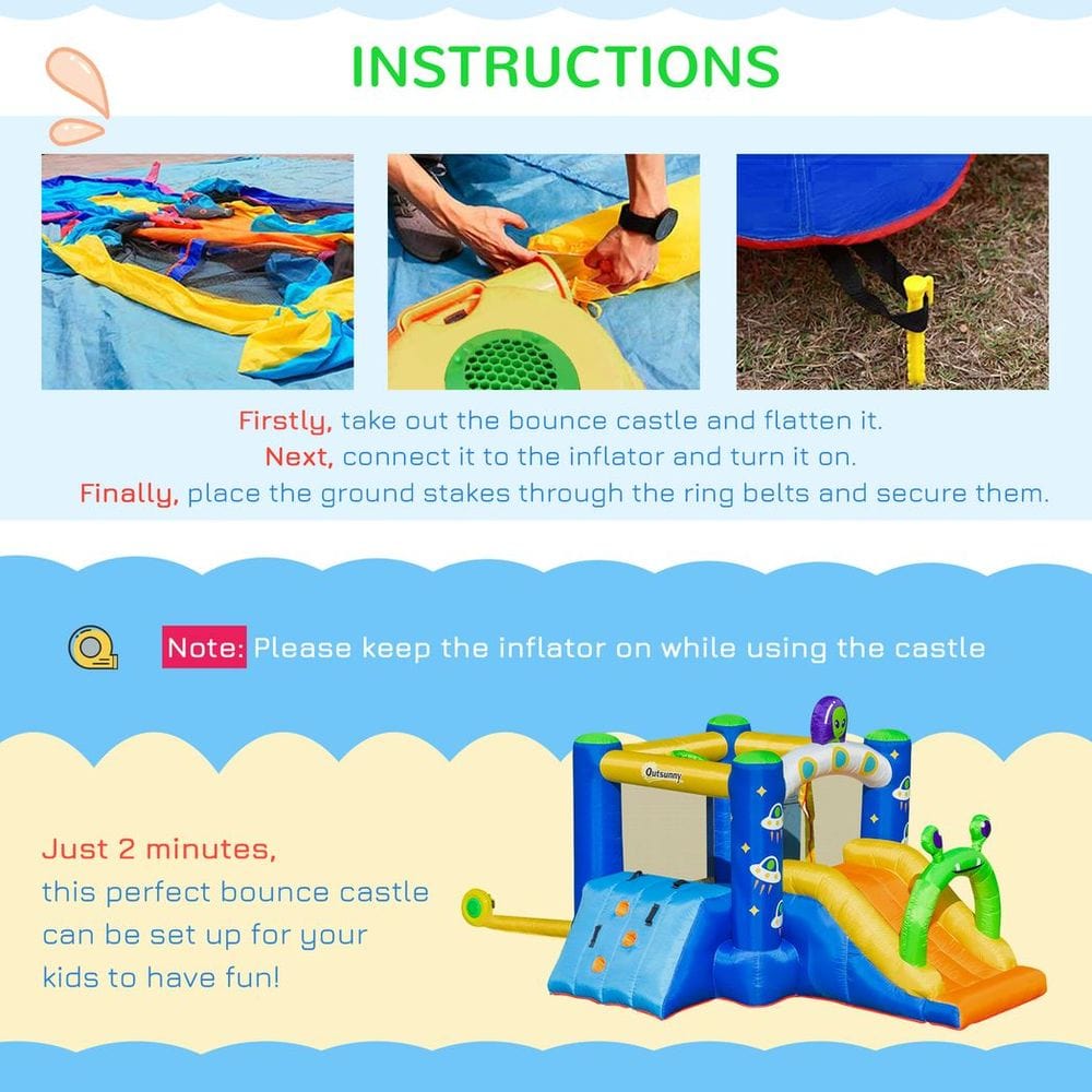 Kids Bouncy Castle with Slide Alien Style with inflator Carrybag
