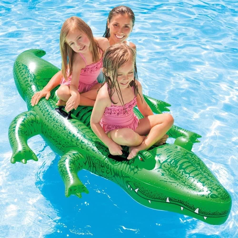Intex Inflatable Alligator Crocodile Ride On Kids Beach Pool Float Toy 4 Handles